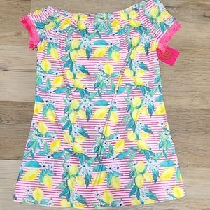 Kaeli Smith Lemon Dress Hot Pink & White Striped sz M (BIN D)